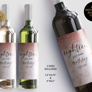 Editable Wine Bottle Label Birthday Printable Wine Label Wine  Editable Wine Bottle Label Birthday Gift Template Instant Download