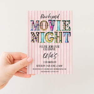 Movie Night Invite - Editable Backyard Cinema Party Invitation - Digital Download, Printable Template, Summer Event image 4