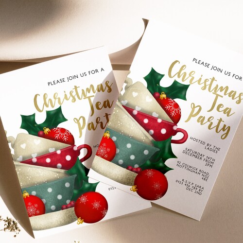 Christmas Tea Invitation Printable Download Holiday Party - Etsy