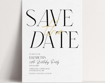 Editable Birthday Save the Date Invitation Template Minimalist Party Printable Template Digital Download