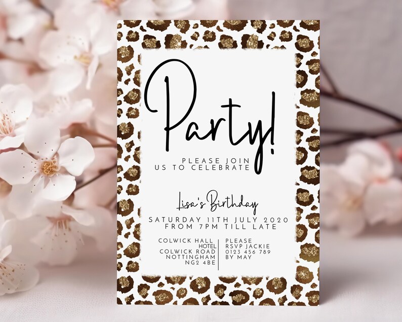 Editable Leopard Print Party Invitation Digital Download, Birthday ...