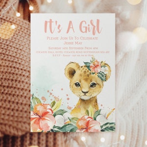 Baby Shower Invitation Lion Cub EDITABLE Invitation Printable Baby ...