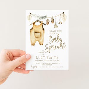 Baby Sprinkle Invite Boho Neutral Editable Invitation, Gender Neutral Style (5x7 Inches, Instant Download, Printable Template) image 3