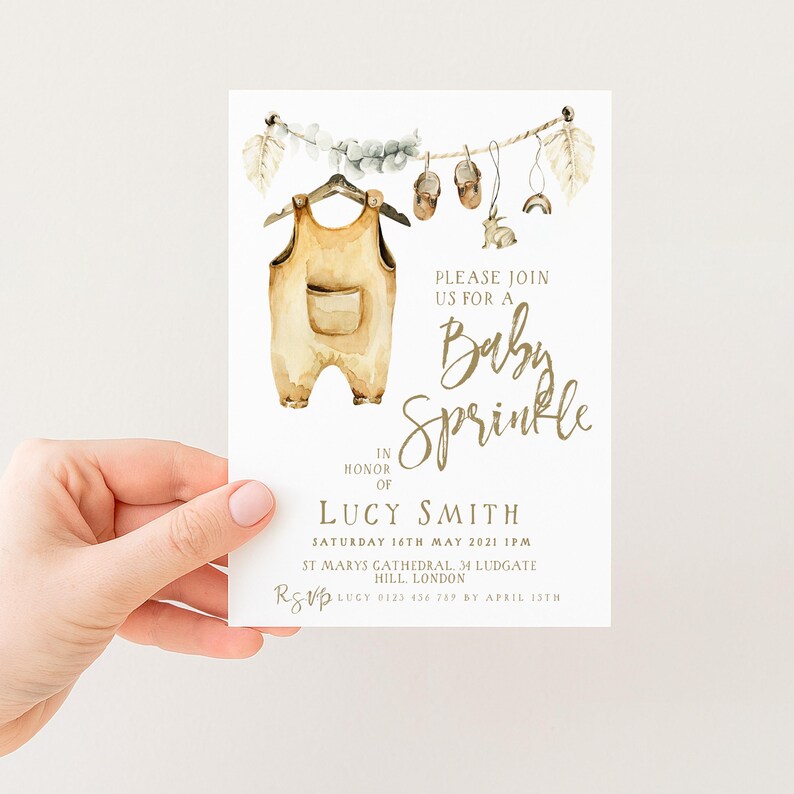 Baby Sprinkle Invite Boho Neutral Editable Invitation, Gender Neutral Style (5x7 Inches, Instant Download, Printable Template) image 3