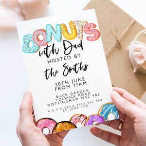 Donuts with Dad Fathers Day Invitation Donut Invite  Instant Download Editable template Corjl Invitation