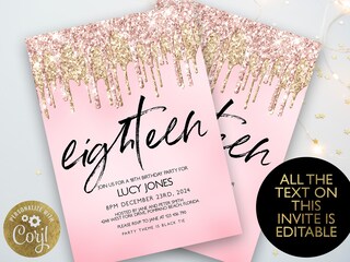 Banner Scintillante 'Fizz' Per 18° Compleanno - 2,7 Metri, Bianco E Oro Rosa Olografico, Decorazione Festa