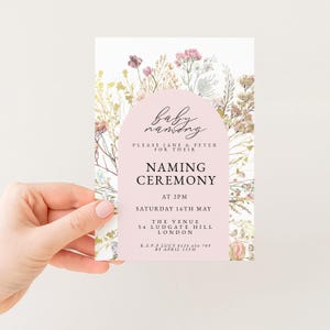 Naming Day Invite: Elegant Floral Baby Naming Ceremony Invitation - Neutral Colors, Editable Template, Minimalist Style image 3