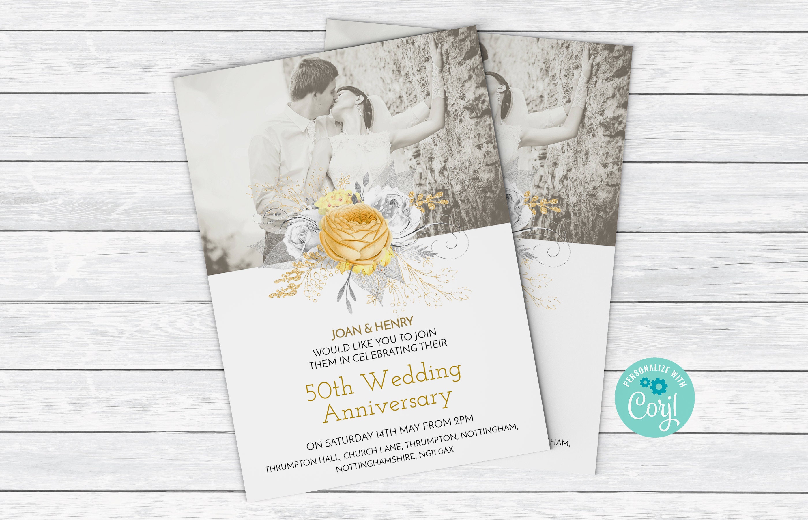 Paper Paper &amp; Party Supplies 50th Anniversary Invitation Golden Wedding ...