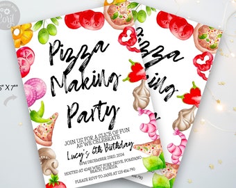 Pizza Making Party Invitation Editable Template Invite Pizza Birthday Party Instant Download Editable Printable template Corjl Invitation