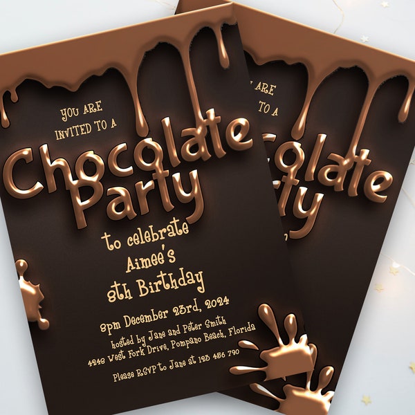 Chocolate Party Invitation Chocolate Desserts Birthday Invitations Dessert Party Chocolate Desserts Sweets Invite Printable Editable
