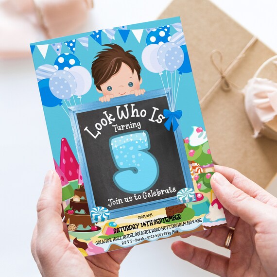 5th Birthday Invitation Editable Child INSTANT DOWNLOAD Template Cakes ...