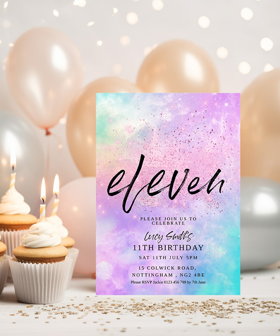11th Birthday Party for Her Invite Girl Birthday Invitation Printable ...