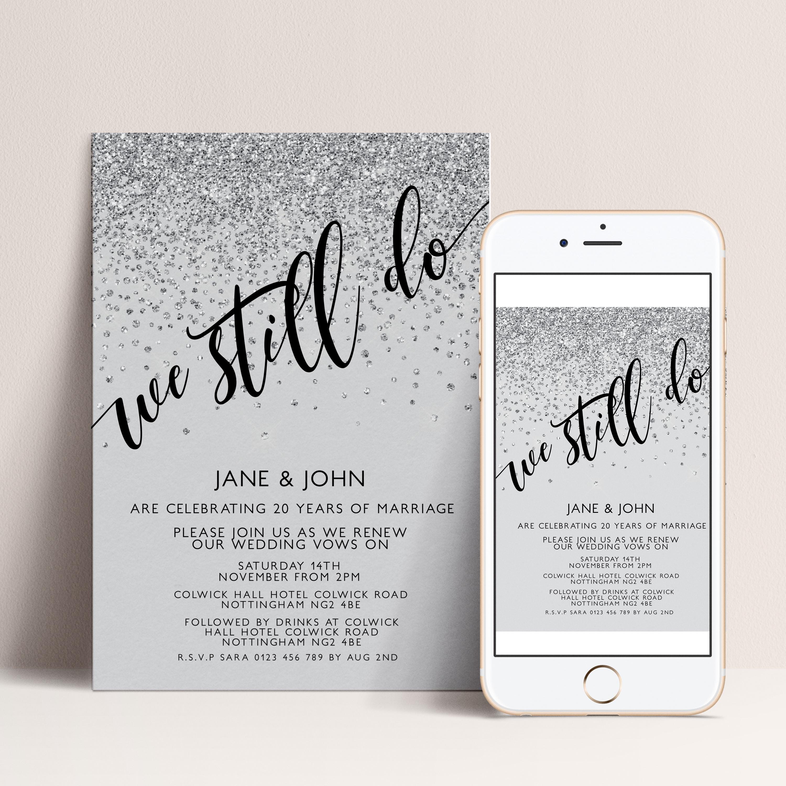 We Still Do Invite: Elegant Vow Renewal Invitation - Editable PDF ...