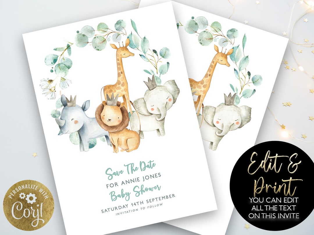 Safari Baby Shower Save the Date Jungle Baby Shower Save the Date Boy