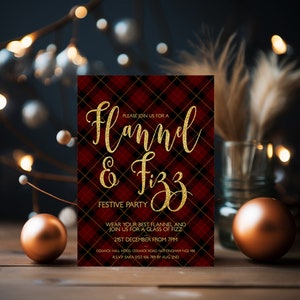 Editable Flannel and Fizz Invitation Rustic Flannel Printable Invite ...