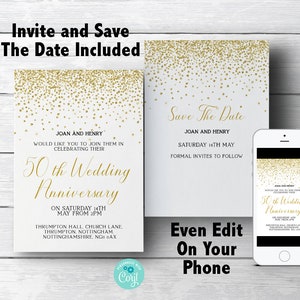 50th Jubiläumseinladung und Save the Date 0029 Instant Download Printable