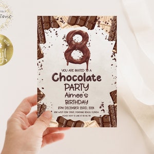 8th Chocolate Party Invitation Editable Instant Download Invite Template For Boy or For Girl Invite Printable Editable CH78