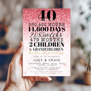 40 Anniversary Invitation Ruby Wedding Anniversary Editable Invitation Template Ruby Wedding Party Instant Download  Printable