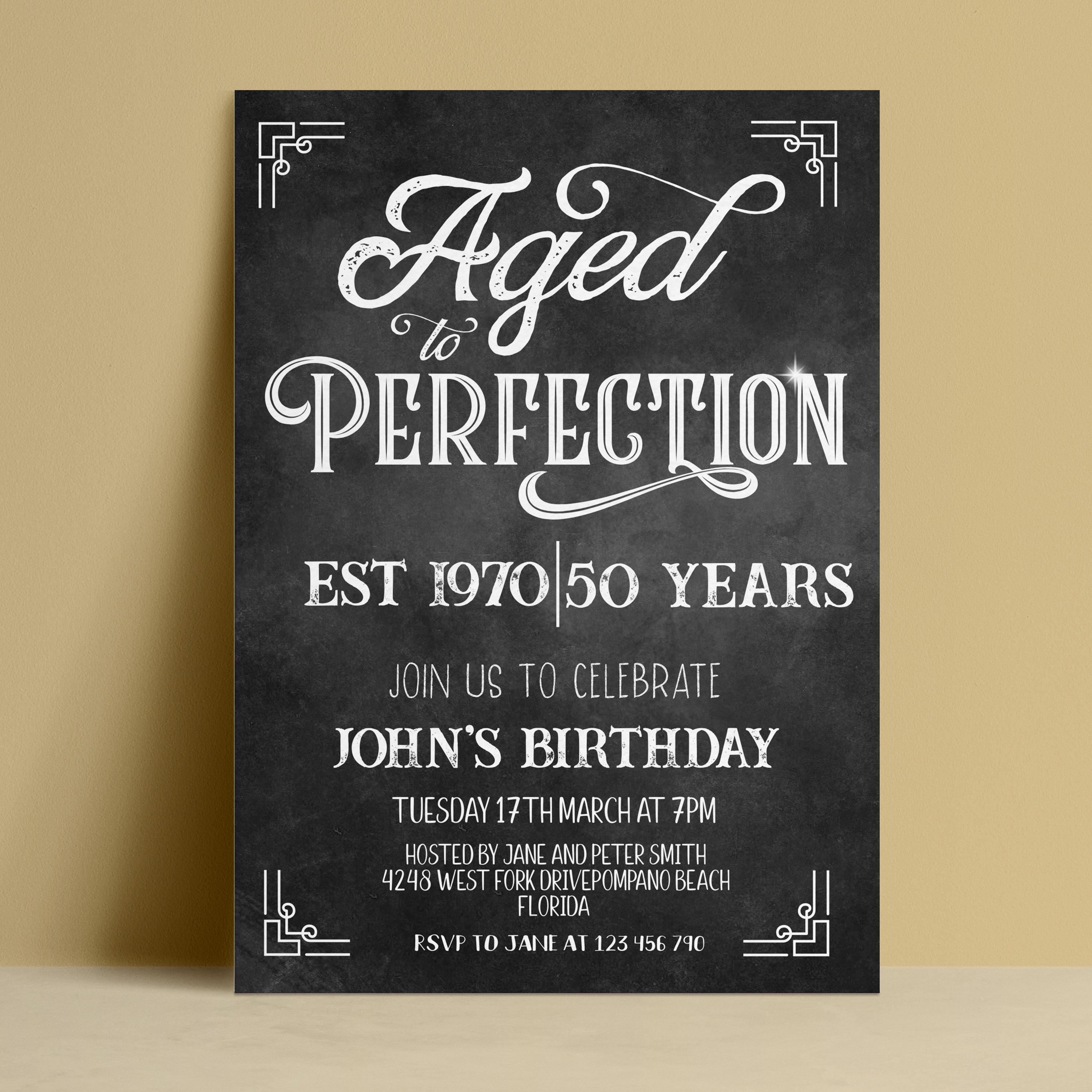 Aged to Perfection Birthday Invitation Editable Template