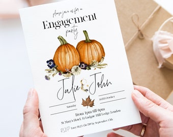 Fall Engagement Invitation Pumpkins Invite Printable Instant Download Editable digital File  Invitation Corjl Template FLBS2