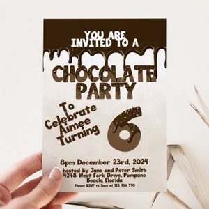 Chocolate Party Invitation Chocolate Desserts 6th Birthday Invitations Dessert Party Chocolate Desserts Sweets Invite Printable Editable