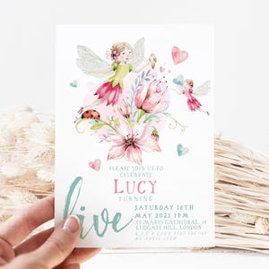 Editable Fairy Invitation Corjl Birthday Any Age EDITABLE Pink Green Fairy Invitations Digital for her Invites Instant download