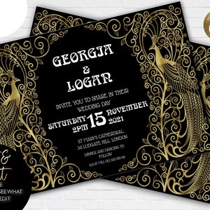 Art Nouveau Wedding Invitation Editable Invitation Deco Style Invite Art Nouveau Wedding Template Instant Download Printable AD01