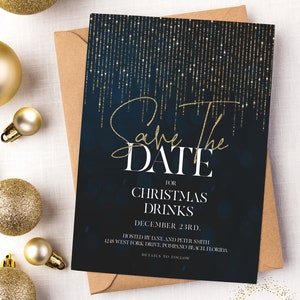 Save the Date Christmas Party Invitation Editable Template Holiday Christmas Sparkle Invite ...