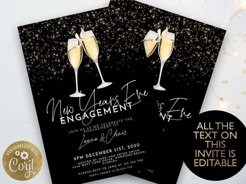 New Year's Eve Engagement Invitation Engagement - Etsy