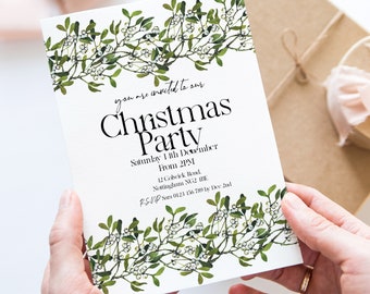 Editable Christmas Party Invitation Mistletoe Editable Invitation Template Holiday invitation  Christmas Editable Printable Instant Download