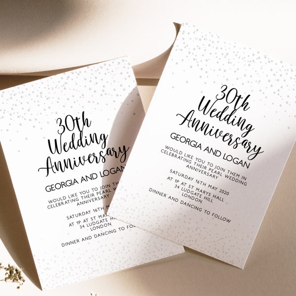 30th Anniversary Invitation Pearl Wedding Anniversary Invite White pearl Instant Download Printable Invitation Editable invitation