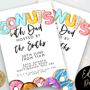 Donuts With Dad Fathers Day Invitation Donut Invite Instant Download ...