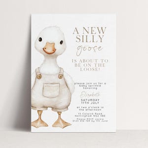 Silly Goose Baby Sprinkle Invitation Download – Neutral Baby Shower Digital Download Invite, Gender Neutral Editable Printable Template SG21