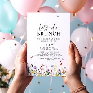 Wildblumen Braut lässt Do Brunch einladen Brautdusche Wildblumen-Geburtstags-Party Einladung für Frauen Corjl Instant Download einladen