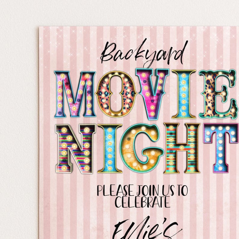 Movie Night Invite - Editable Backyard Cinema Party Invitation - Digital Download, Printable Template, Summer Event image 6