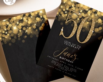 Editable 50th Birthday Invitation 50th Party Invite 50th Birthday Invite Printable Instant Download Adult Birthday Corjl Template