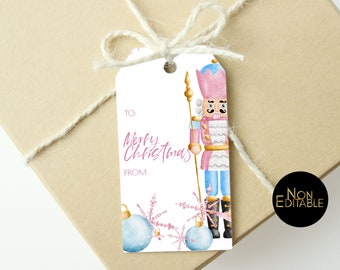 Stocking Tag Pink Nutcracker Christmas Stocking Tag Printable PDF  Favor tags Instant Download Non Editable