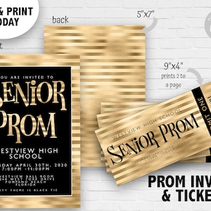 Prom Einladungen und Tickets Award Night Invite Event Invite Tickets Golden Ticket Printable Bearbeitbare Instant Download