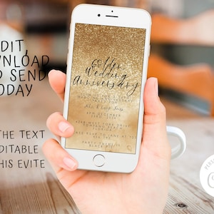 Electronic Anniversary Invitation 50 Years invite Party Electronic Invitation Template  Digital Invite Golden Anniversary Party invite