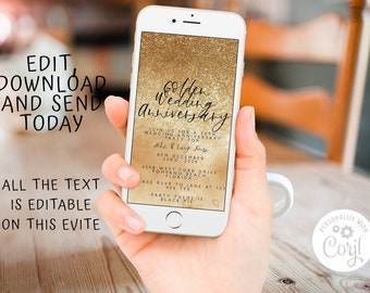 Electronic Anniversary Invitation 50 Years invite Party Electronic Invitation Template  Digital Invite Golden Anniversary Party invite