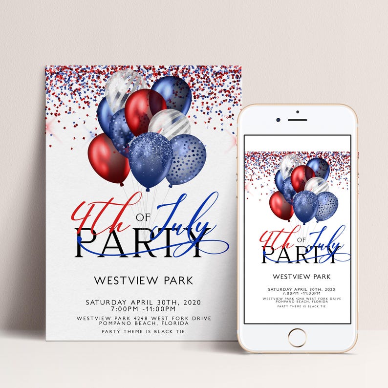 The image is a flyer for a 4th of July party at Westview Park.