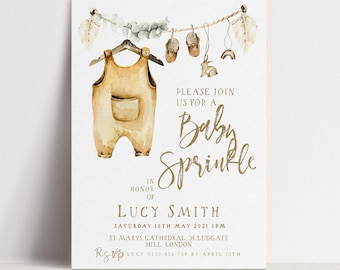Baby Sprinkle Invite Boho Neutral bearbeitbare Einladung, Gender Neutral Style (5x7 Zoll, Instant Download, druckbare Vorlage)