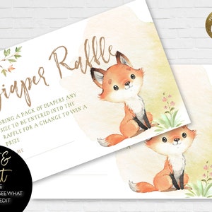 Woodland Baby Shower Diaper Raffle EDITABLE Gender Neutral Woodland Animals Digital Woodland Theme Invites Instant download WD56