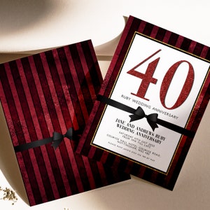 40th Wedding Anniversary Invitation Ruby Wedding Anniversary Party Invite  40 years of marriage  Instant Download  Editable Printable