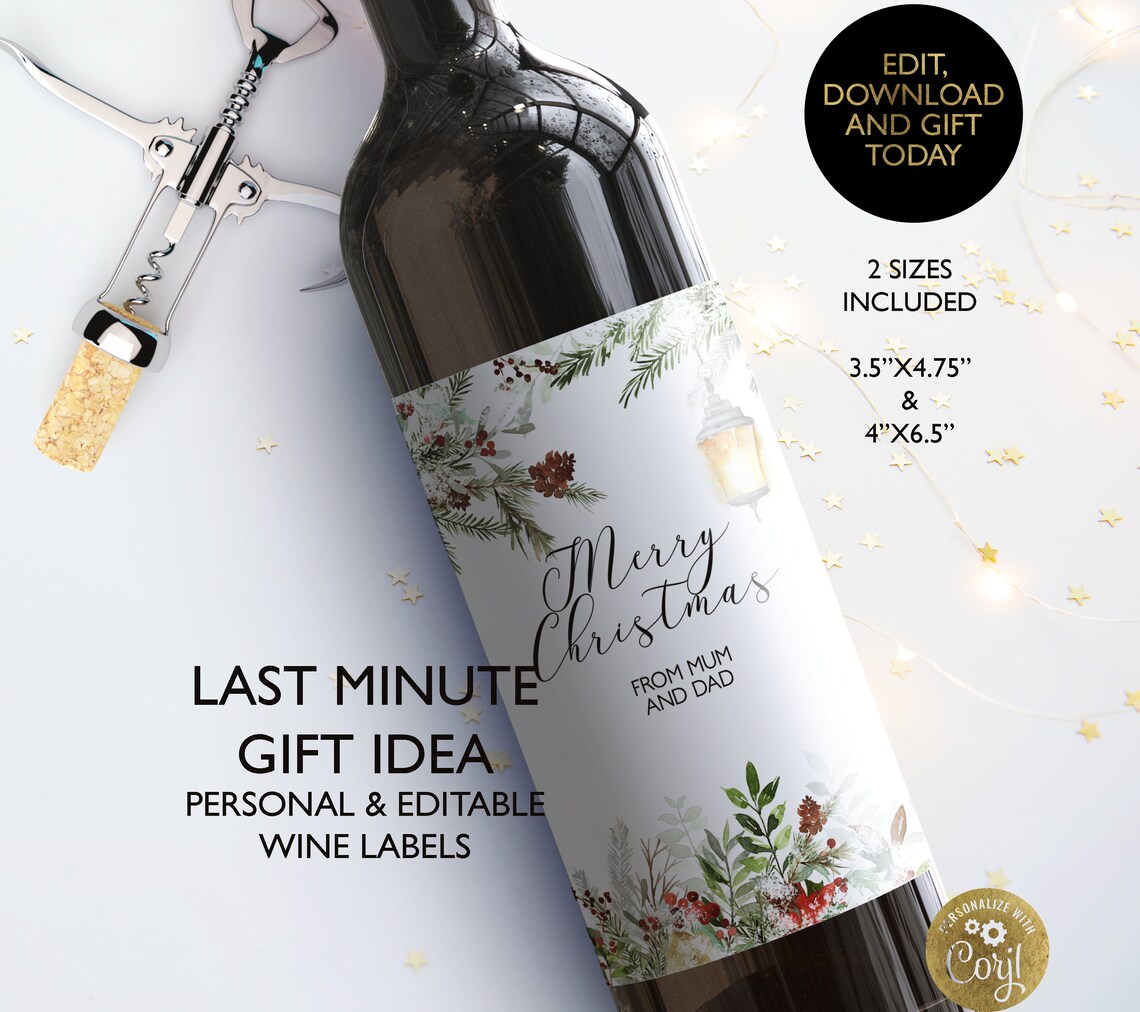 Wine Bottle Label Printable Wine Label Editable Wine Bottle - Etsy