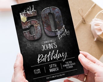 50th Birthday Invitation for Man Not Old Just Rusty Editable Forty For Him Boys Men Template Corjl Instant Download