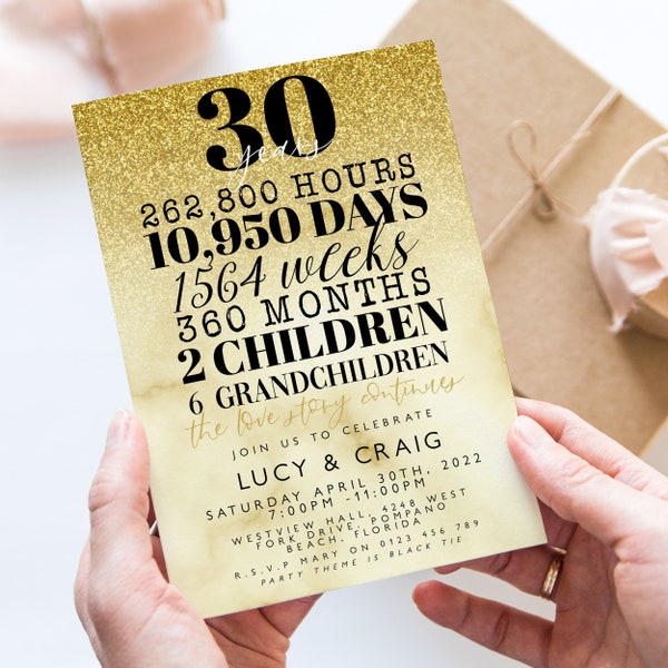 30th Anniversary Invitation Wedding Anniversary Editable Invitation Template Wedding Party Instant Download  Printable