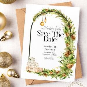 Save the Date Christmas Party Invitation Editable Template Holiday Printable Instant Download - Etsy