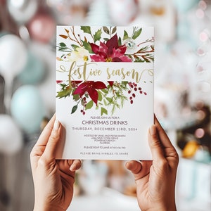 Festive Season Invite Instant Download Christmas Party Holiday Party Editable template Winter Party Christmas Invite