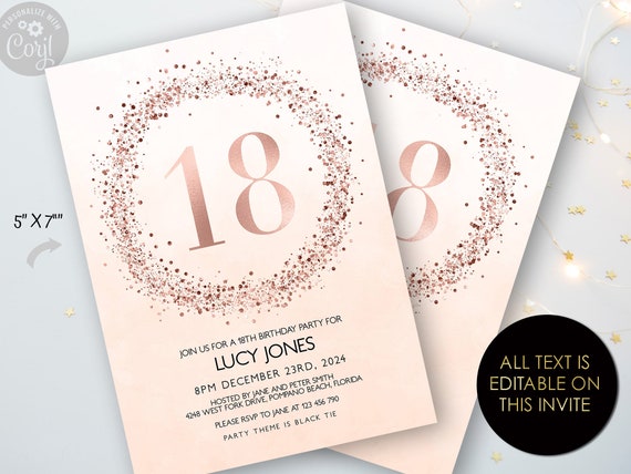 Surprise 21st Birthday Invitation Download Rose Gold (Instant Download) 